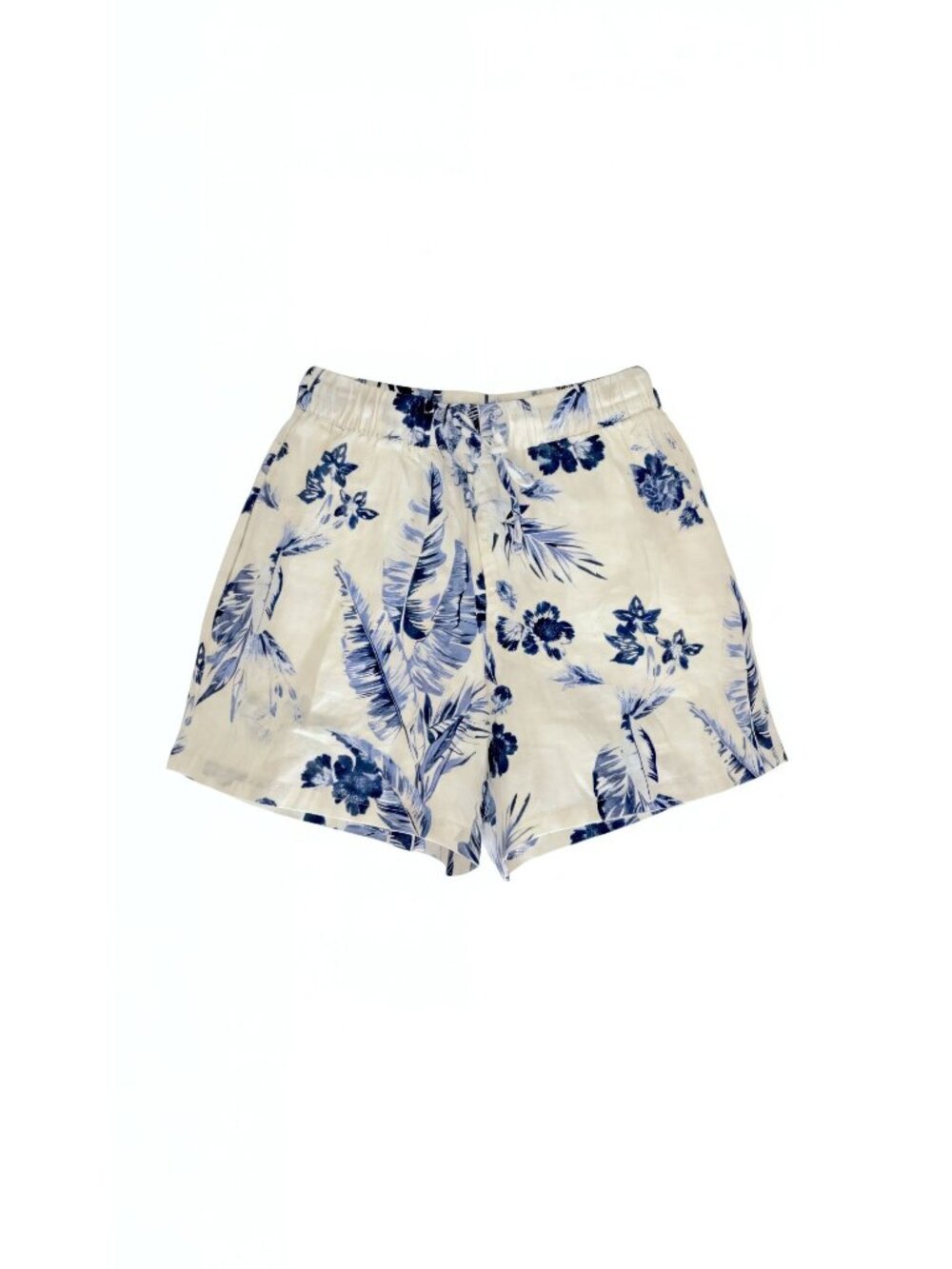 Saks Fifth Avenue NWT 100% Linen Floral Palm Print Pull On Shorts Sz S